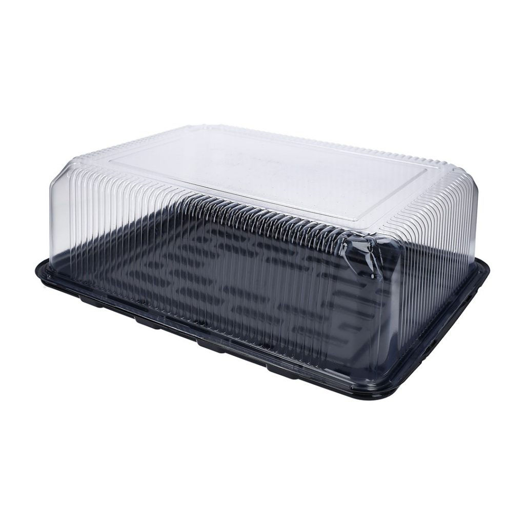 BANDEJA RECTANGULAR CON BASE NEGRA Y TAPA CLEAR CP-776 (1/50) ANTIFOGGING