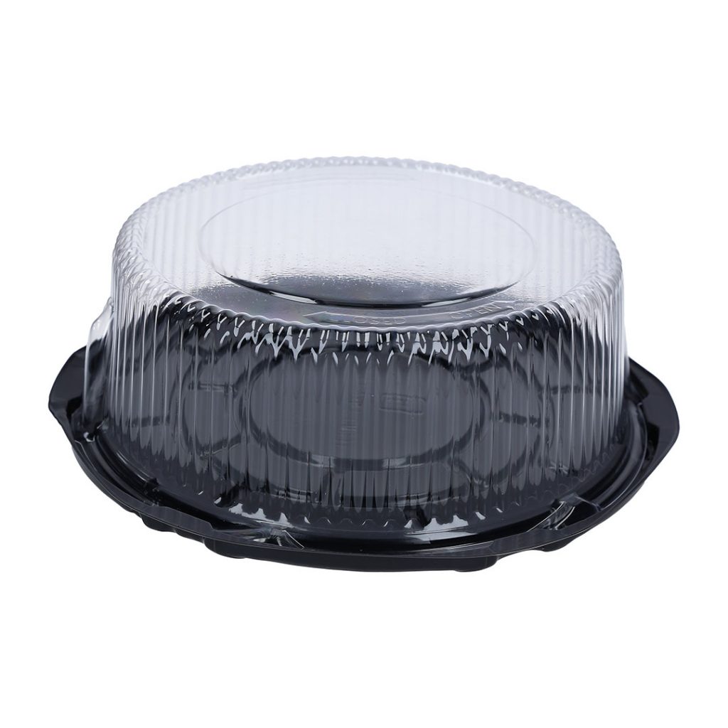 BANDEJA CLEAR REDONDA 8" CON BASE NEGRA TAPA CLEAR CP-788 (1/100) ANTIFOGGING